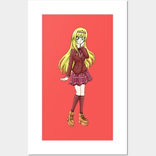 ANIME ELEGANT GIRL SCHOOL UNIFORM (RED) Posters and Art